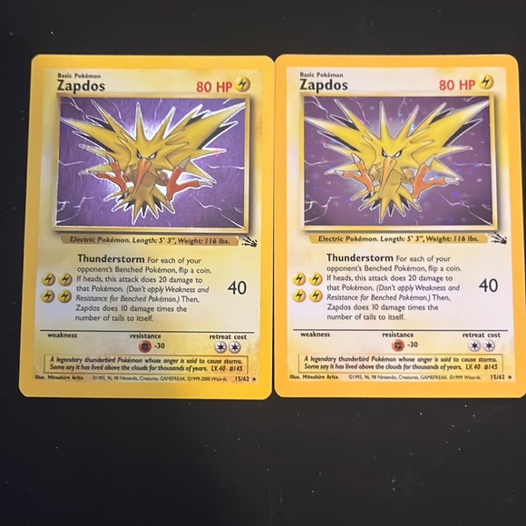 Pokemon Toys 2 Holo Zapdos Fossil Set Pokmon Cards Poshmark